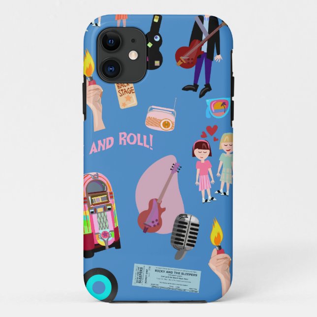 Rock and Roll Oldies Cartoon Happy Fun Pattern Case-Mate iPhone Case (Back)