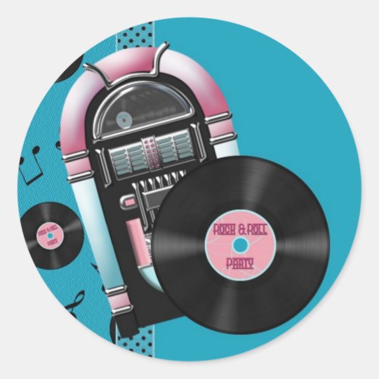 Rock and Roll Party Classic Round Sticker