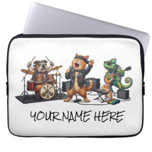 Rock and Roll Pets Band - Funny Animals Concert Laptop Sleeve