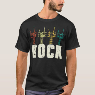 Rock and Roll Punk Music Rock Skeleton Hand Guitar T-Shirt