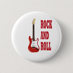 rock and roll red electric guitar 2 inch round button