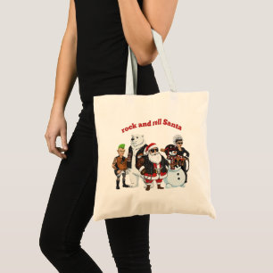 Rock and Roll Santa Funny Biker Punk Christmas Tote Bag