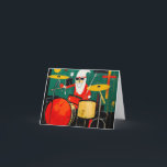 Rock and Roll Santa Holiday Card<br><div class="desc">Santa Playing Drums Fun Gift for the musician in your life.</div>