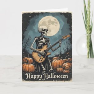 Rock and Roll Skeleton Halloween Music Lovers  Card