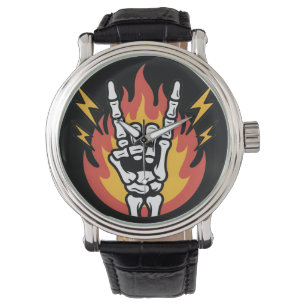 Rock and Roll Skeleton Hand: Classic Rock On Sign  Watch