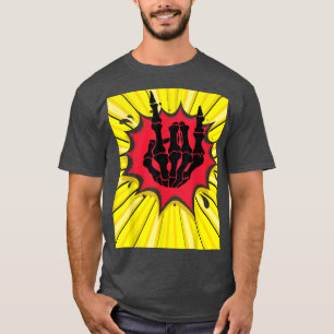 Rock And Roll Skeleton Hand Gesture Music Lover T-Shirt