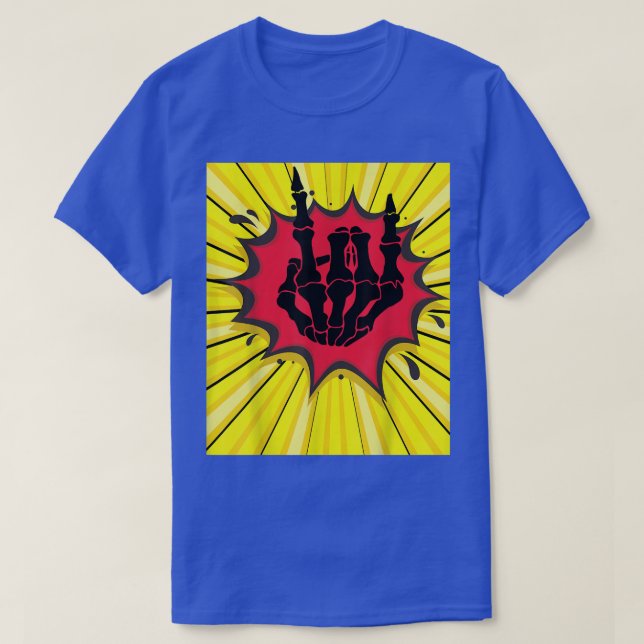 Rock And Roll Skeleton Hand Gesture Music Lover  T-Shirt (Design Front)