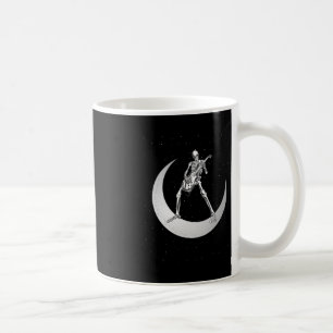 Rock And Roll Skeleton Playing Guitar Rock On Moon Coffee Mug