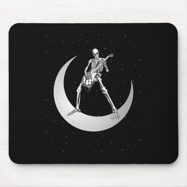 Rock And Roll Skeleton Playing Guitar Rock On Moon Mouse Pad (Front)
