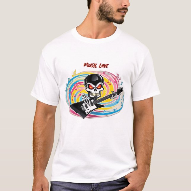 Rock and Roll Skull Guitar T-Shirt (Front)