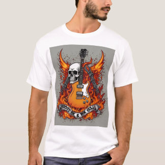 Rock and Roll Skull Tattoo T-Shirt – Edgy Skull & 