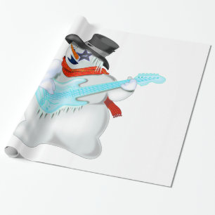 Rock and Roll Snowman Wrapping Paper