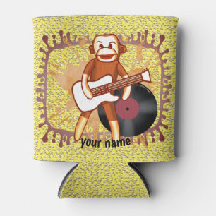 Rock and Roll Sock Monkey  Can Cooler
