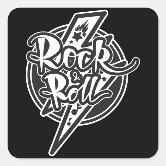 ROCK AND ROLL SQUARE STICKER (Front)