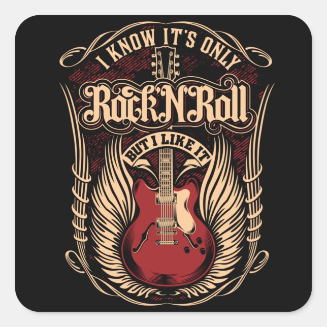 ROCK AND ROLL SQUARE STICKER (Front)