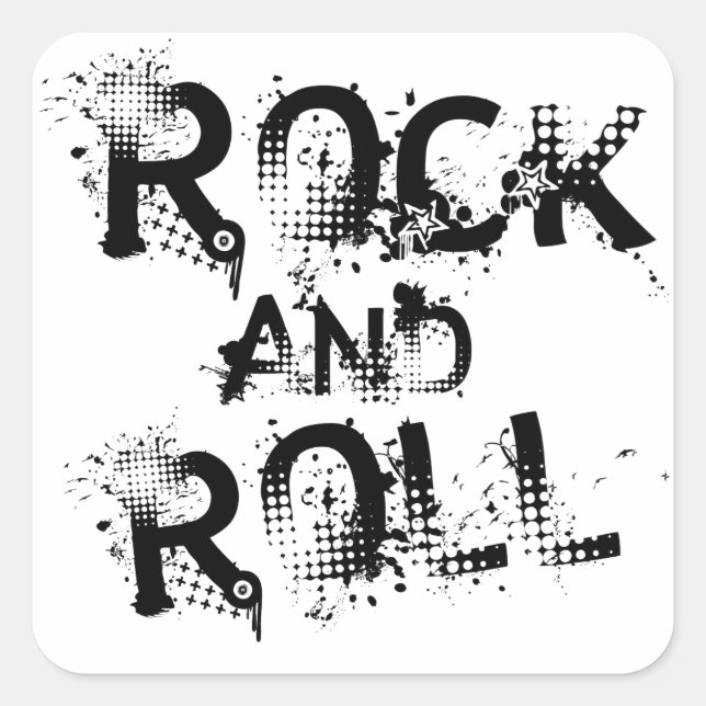 Rock and Roll Square Sticker (Front)