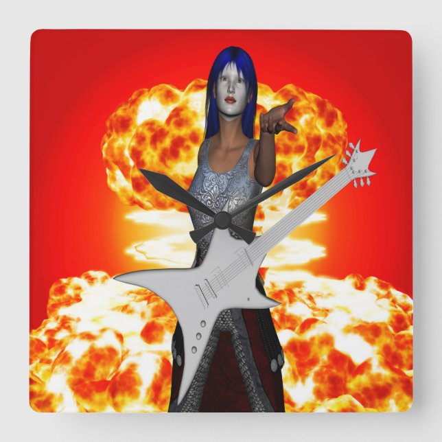 Rock and Roll Square Wall Clock (Front)