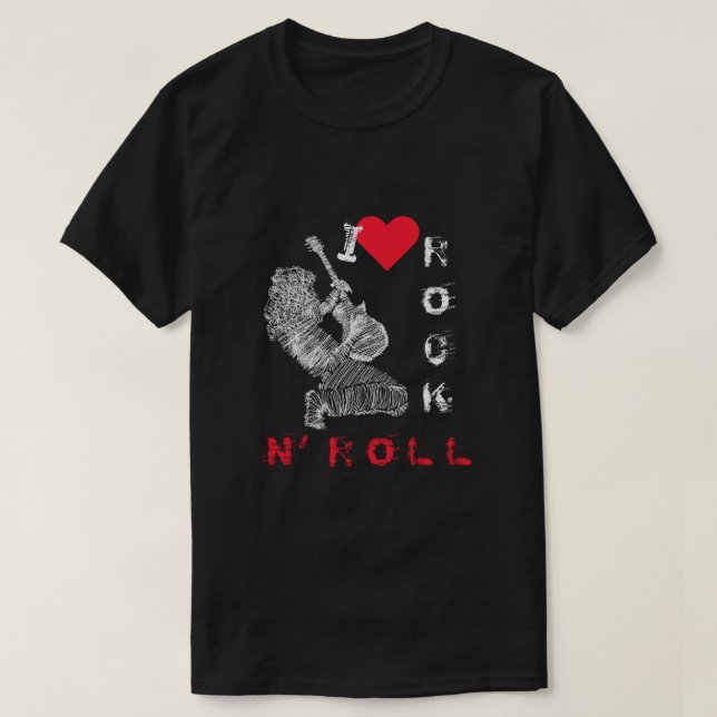 Rock and Roll T-Shirt Rock Music Guitar Player (Design Front)