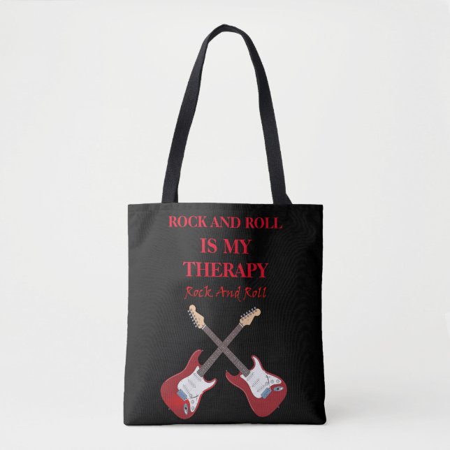 Rock and roll therapy design  tote bag (Front)
