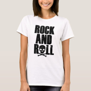 Rock and Roll typography with skull T-Shirt