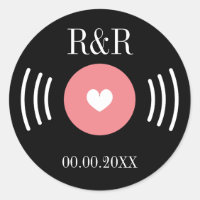 Rock and roll vinyl record wedding favour sticker