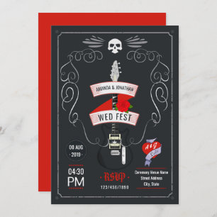 Rock and Roll Wedding chalkboard Invitation