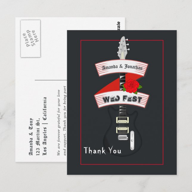 Rock and Roll Wedding  Postcard (Front/Back)