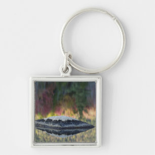 Rock and tree reflection, Lily Pond, White Keychain