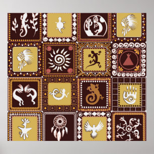 Rock Art Imitation: Vintage Pattern. Poster