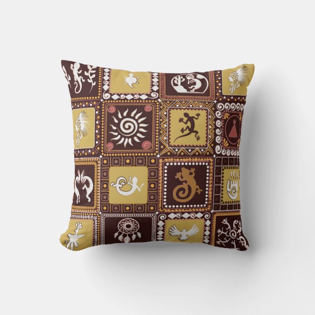 Rock Art Imitation: Vintage Pattern. Throw Pillow (Front)