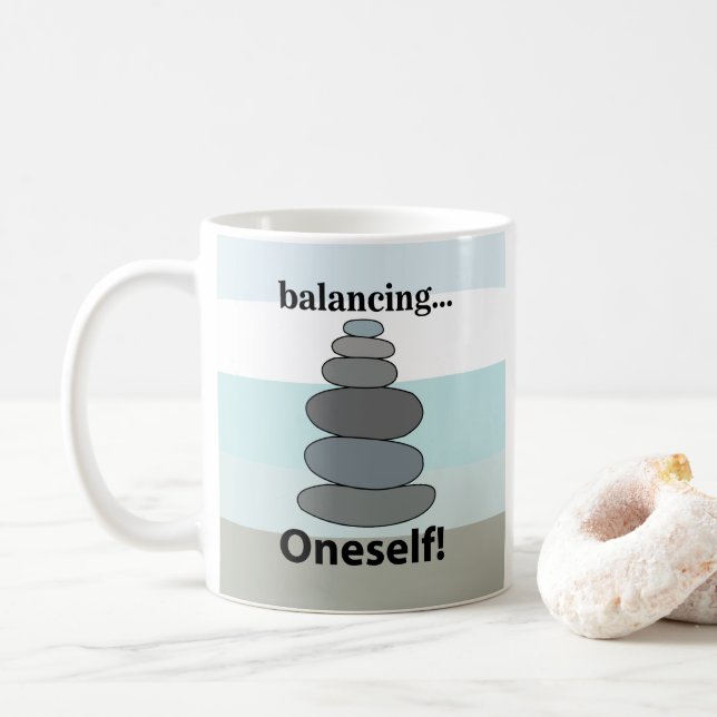 Rock Balancing Stone Balancing  Coffee Mug (With Donut)