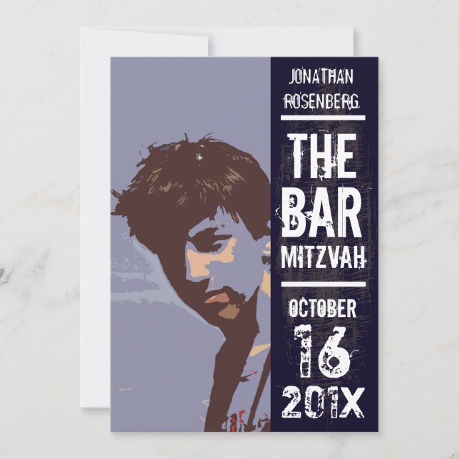 Rock Band Bar Mitzvah Invitation en noir (Devant)