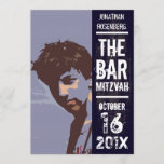 Rock Band Bar Mitzvah Invitation in Black<br><div class="desc">Who’s ready to rock the Bimah? He is. Make him a star and his Bar Mitzvah an event to remember. This Bar Mitzvah invitation has a distressed background in black with a complementary grunge font that pulls it all together. You can customize virtually all of the printed information with your...</div>