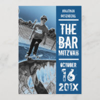 Rock Band Bar Mitzvah Invitation in Blue