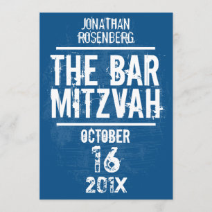 Rock Band Bar Mitzvah Invitation Tout Type en bleu