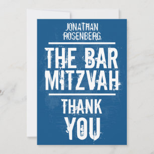 Rock Band Bar Mitzvah Thank You In Blue - All Type Card