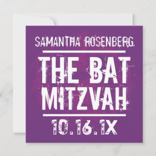 Rock Band Bat Mitzvah in Purple Invitation
