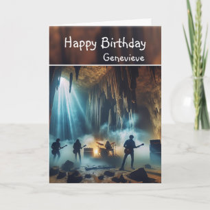 Rock Band playing in underground Cavern birthday Card