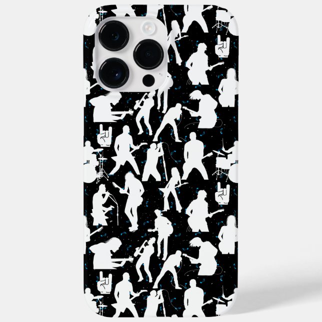 Rock Band Silhouette Pattern.w Black BG Case-Mate iPhone Case (Back)