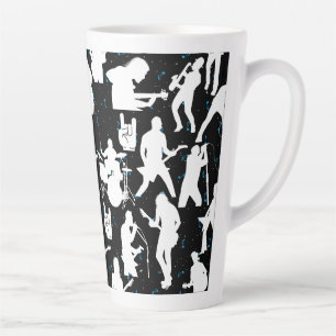Rock Band Silhouette Pattern.w Black BG Latte Mug