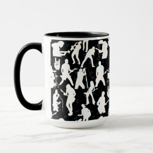 Rock Band Silhouette Pattern.w Black BG Mug