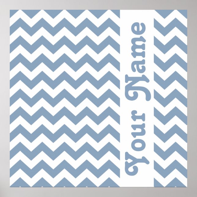 Rock Blue Safari Chevron with custom text Poster (Front)
