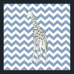 Rock Blue Safari Chevron with Pop Art Giraffe Poster<br><div class="desc">Mod Chevron pattern in Emporio Moffa's Safari Moods color palette,  with pop art giraffe on one side.</div>