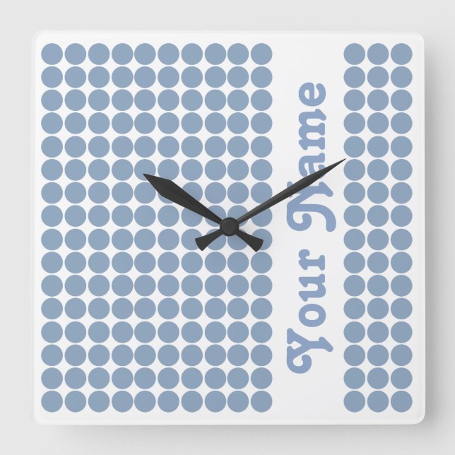 Rock Blue Safari Dot with name Square Wall Clock (Front)