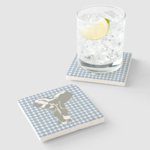 Rock Blue Safari Dot with Pop Art Elephant Stone Coaster