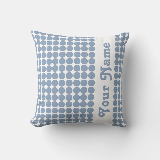 Rock Blue Safari Dots with custom text Throw Pillow (Front)
