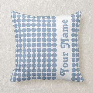 Rock Blue Safari Dots with custom text Throw Pillow