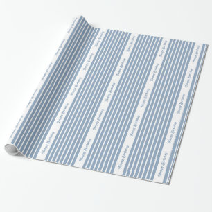 Rock Blue Safari Stripe with custom text Wrapping Paper