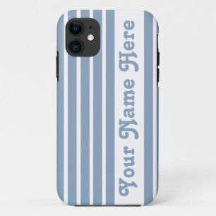 Rock Blue Safari Stripe with name iPhone 11 Case
