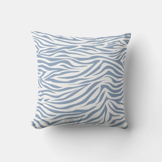 Rock Blue Safari Zebra Throw Pillow (Front)